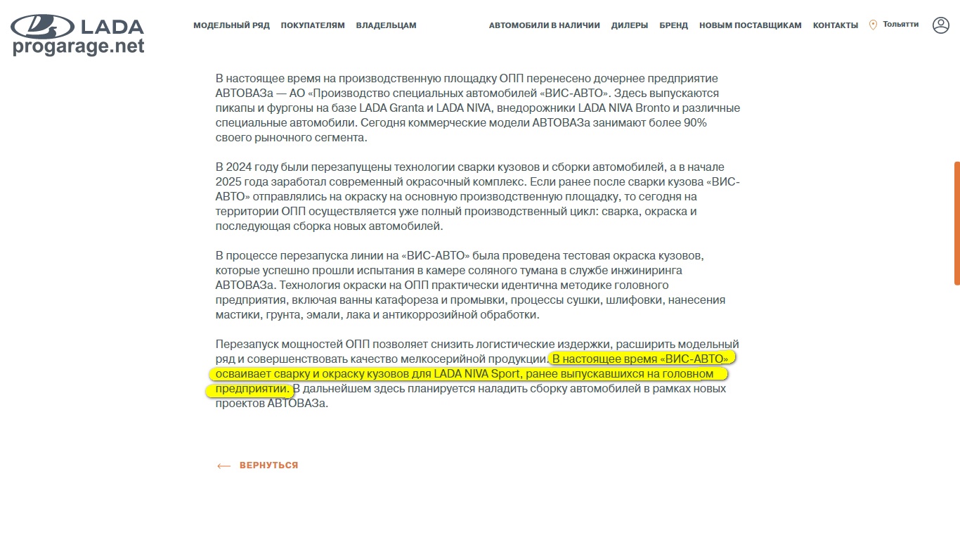 Кузов для Niva Sport делает ВИС